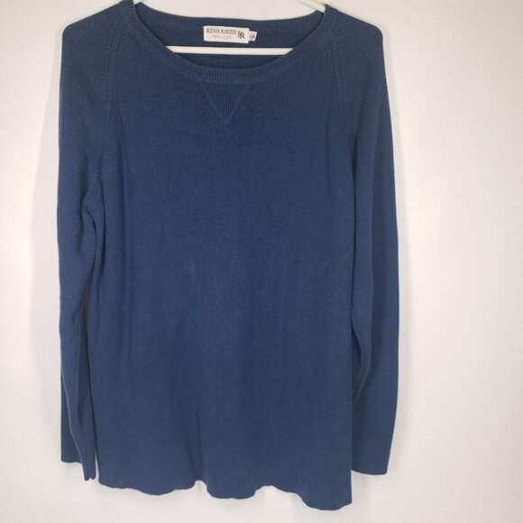 Rino Rossi Knit Sweater Blue Women's Large 100% Cotton Long Sleeve - Picture 4 of 14